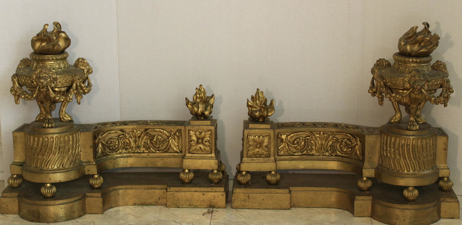 LOUIS XVI STYLE FLAMING URN CHENETS (1 of 3)