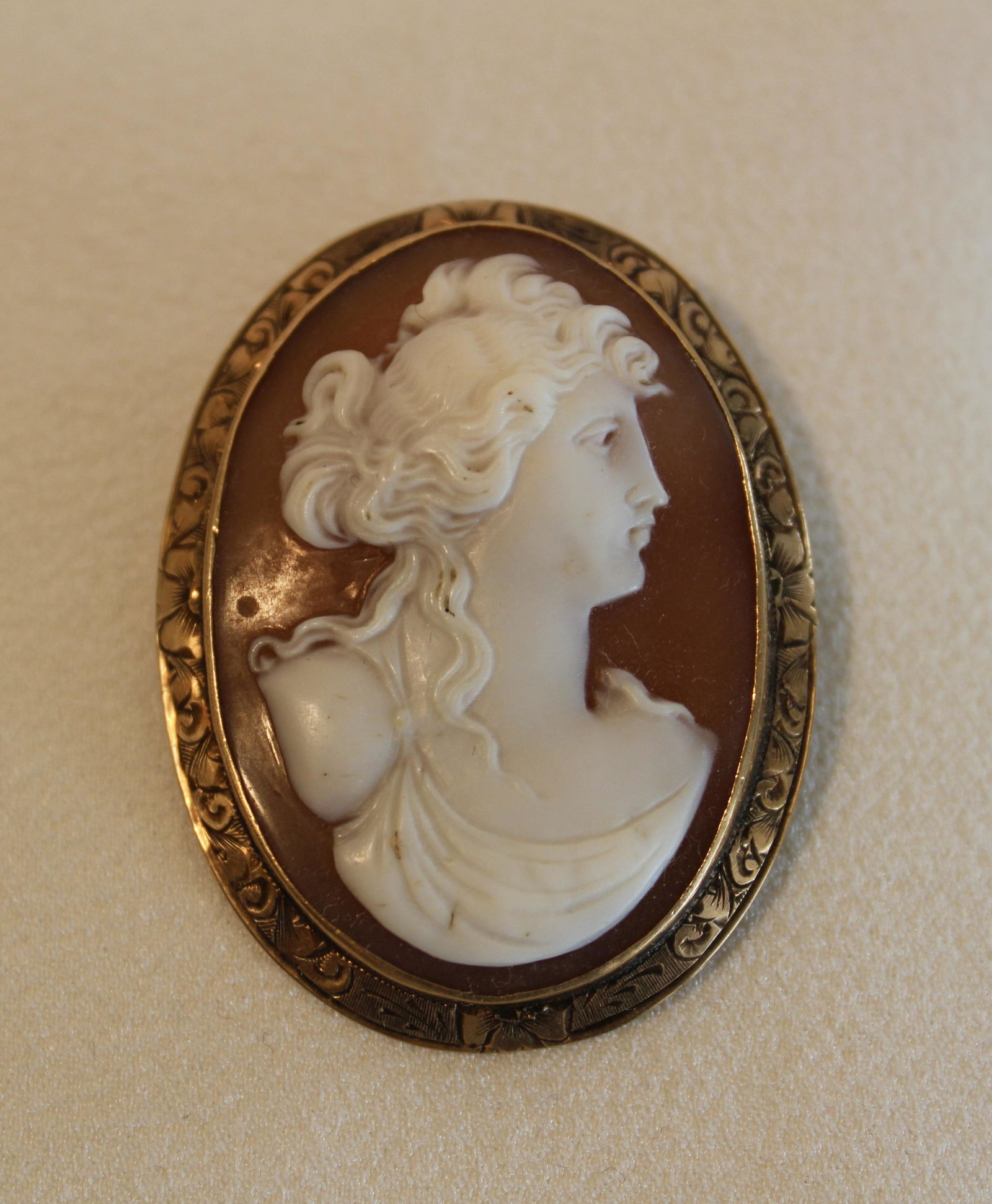 10K GOLD SHELL CARVED CAMEO (1 of 3)