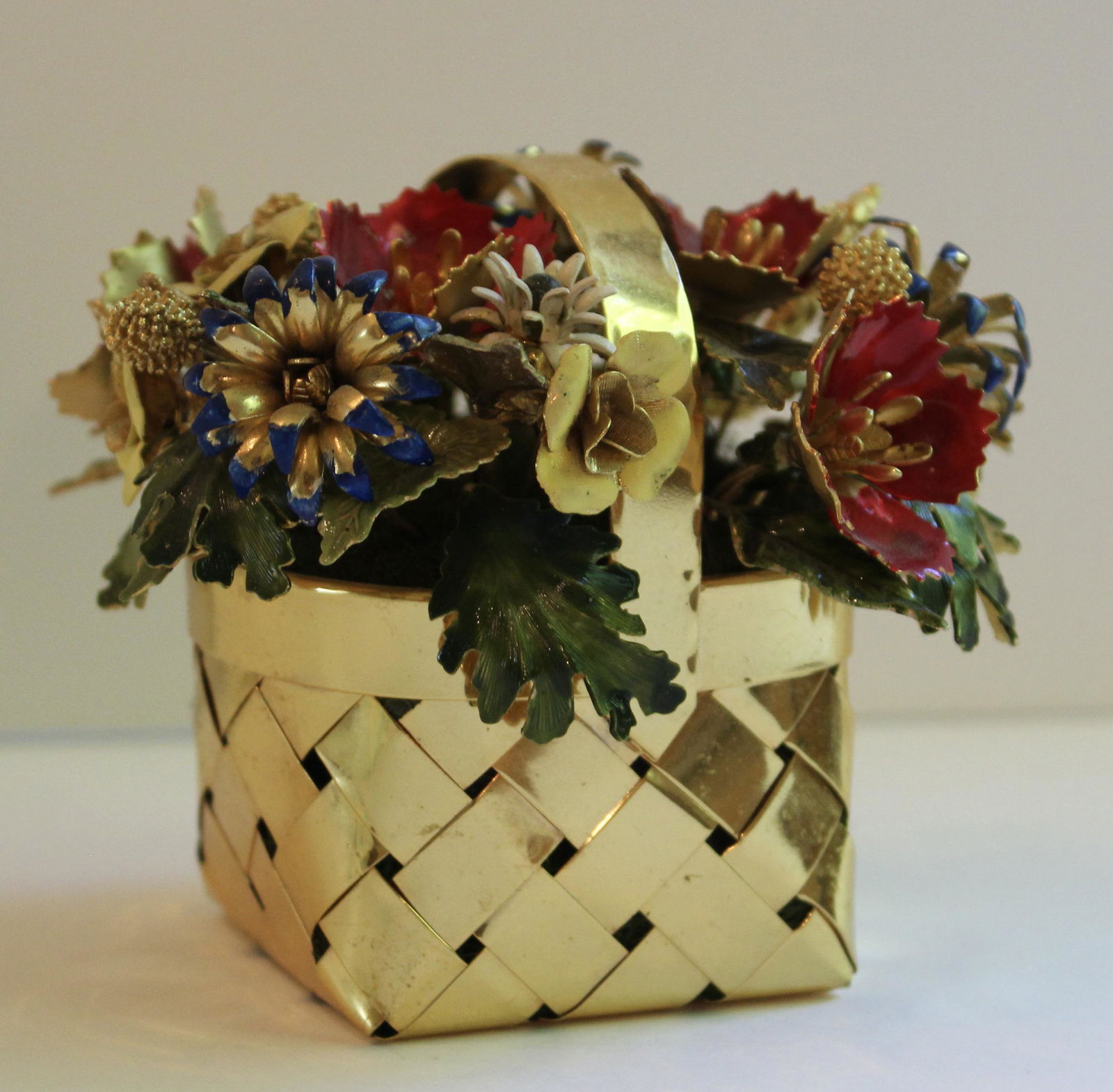 CARTIER ENAMEL AND SILVER GILT BASKET OF FLOWERS (1 of 7)