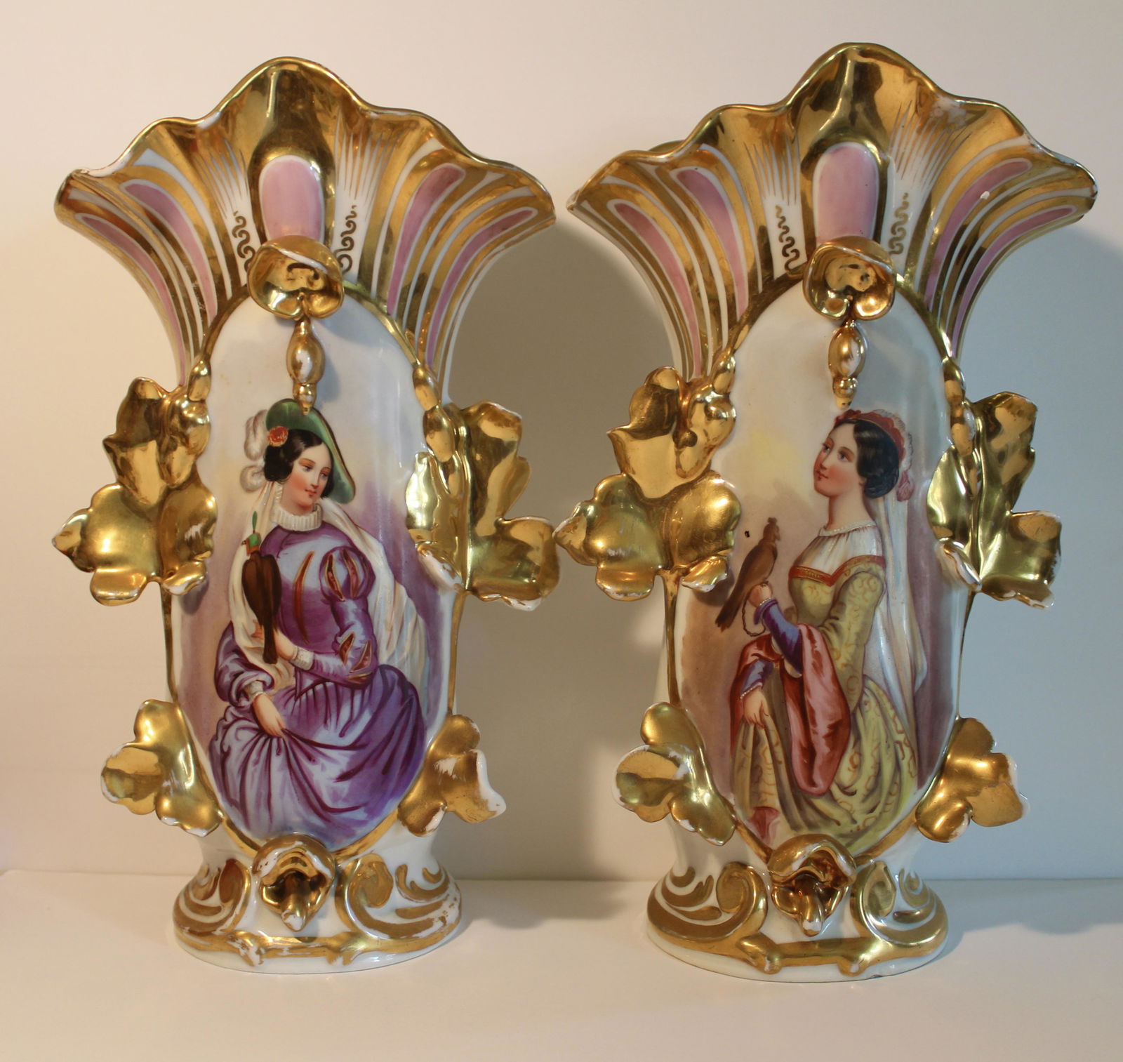 PAIR PARIS PORCELAIN PORTRAIT VASES (1 of 4)