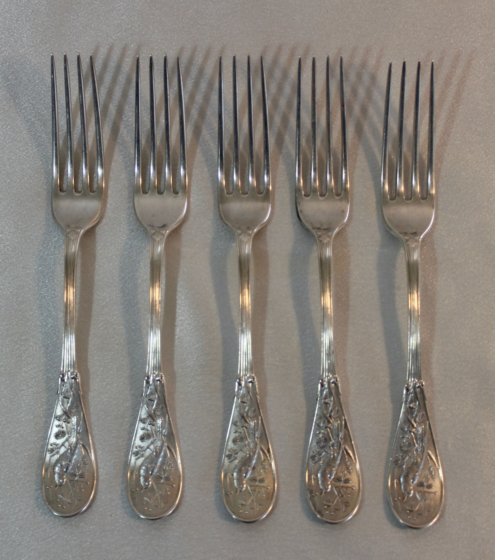 TIFFANY & CO AUDUBON SET OF FIVE STERLING SILVER FORKS (1 of 4)