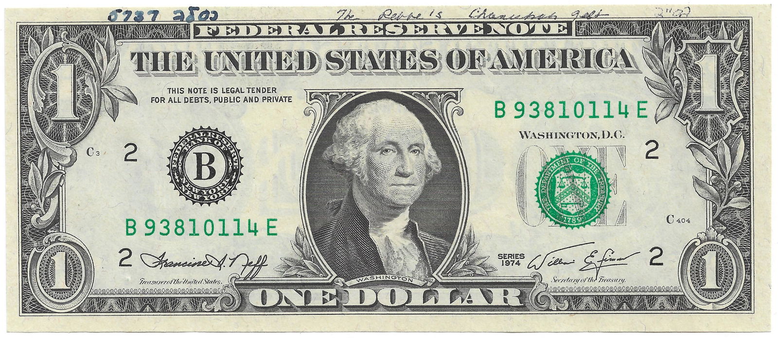 One Dollar Bill Received by the Rebbe of Lubavitch (1 of 1)