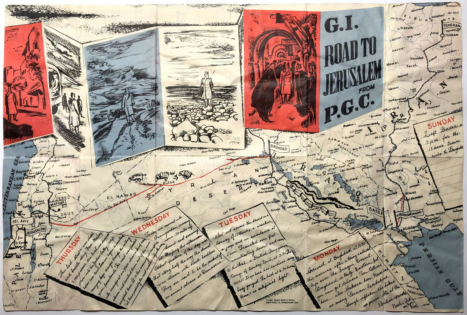 Palestine Map Printed for USA Soldiers - WW2 (1 of 4)