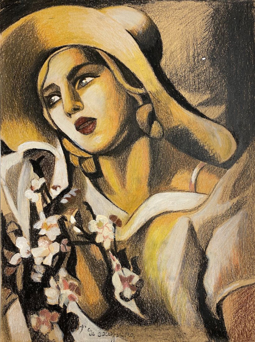 Tamara de Lempicka: Drawing on paper, 9 x 12 in.Tamara Łempicka (16 May 1898 Â– 18 March 1980; colloquial: Tamara de Lempicka) was a Polish painter who spent her working life in France and the United States. She