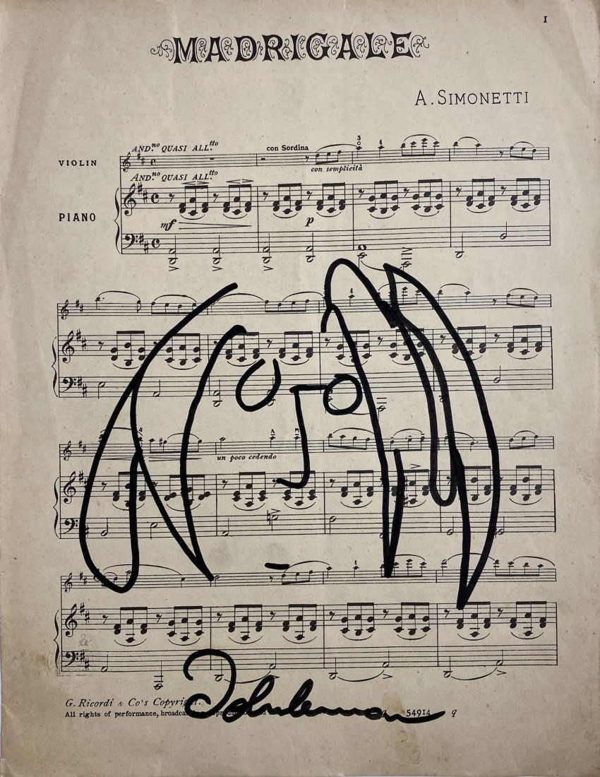 John Lennon signed: Drawing on paper, 9 1/2 x 12 in. John Lennon Pop star, composer, songwriter, and recording artist John Winston Lennon was born on 9 October 1940, in Liverpool, Merseyside, NW England, UK, during a Ger