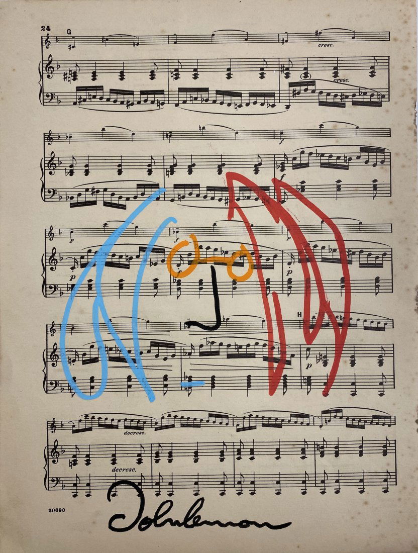 John Lennon: Drawing on paper, 9 x 12 in. John Lennon Pop star, composer, songwriter, and recording artist John Winston Lennon was born on 9 October 1940, in Liverpool, Merseyside, NW England, UK, during a German