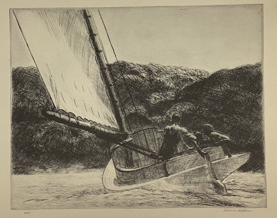 Edward Hopper: Old lithograph,10 x 8 in. Edward Hopper (July 22, 1882 – May 15, 1967) was an American realist painter and printmaker. While he is widely known for his oil paintings, he was equally proficient as a 