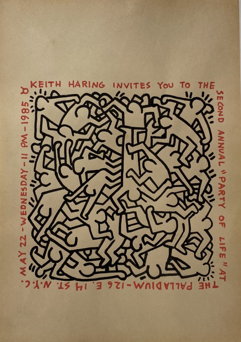 Keith Haring signed: Drawing on paper 11 1/2 x 8 in. Sell as attributed or style of the artist Keith Allen Haring (May 4, 1958 – February 16, 1990) was an American artist whose pop art and graffiti-like work grew out of