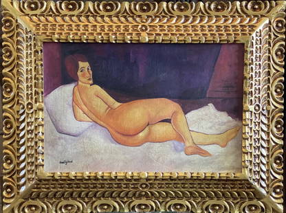 Amedeo Modigliani signed: Oil on canvas, 33 x 25 (24 x16 )in. Amedeo Clemente Modigliani signed (12 July 1884 Â– 24 January 1920) was an Italian Jewish painter and sculptor who worked mainly in France. He is known for