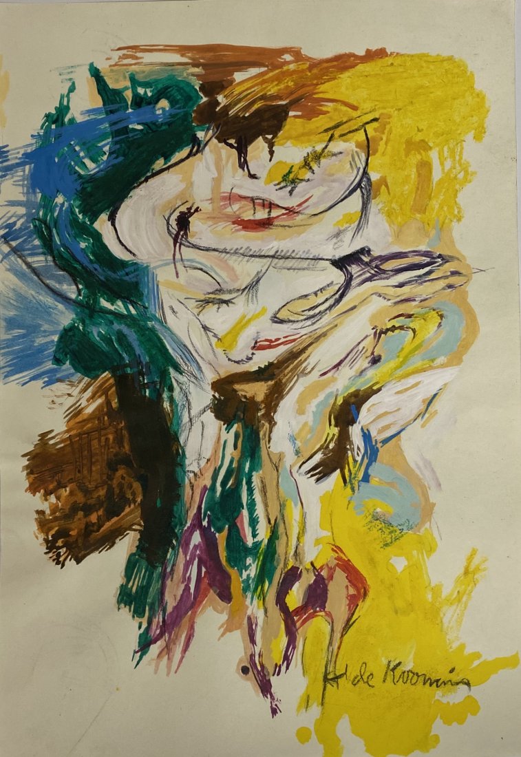 Willem de Kooning signed: Drawing on paper 7 1/2 x 10 in. Willem de Kooning was born in Rotterdam, Holland on April 24, 1904. His father, Leenert, was a wine and beer distributor who won custody of young Willem when his parent