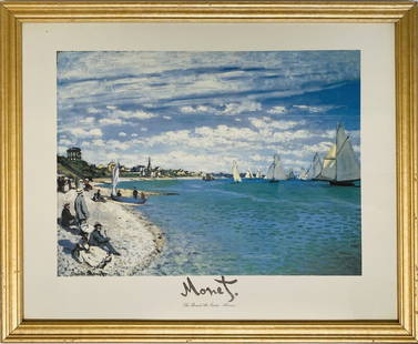 Claude Monet: Vintage Poster, framed 19 1/2 x 15 1/2 in. Oscar-Claude Monet (14 November 1840 – 5 December 1926) was a French painter, a founder of French Impressionist painting and the most consistent and