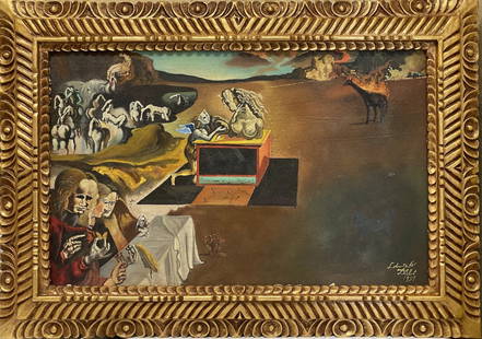 Salvador Dali signed: Oil on canvas, 38 x 27 (30 1/2 x 19 1/2)in. Salvador Domingo Felipe Jacinto Dalí i Domènech, Marquis of Dalí de Púbol (11 May 1904 – 23 January 1989) was a Spanish Surrealist artist renowned