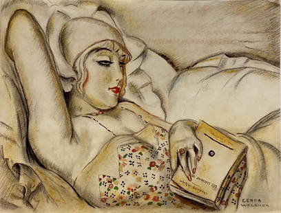 Gerda Wegener signed: Drawing on paper, 11 1/2 x 9 in. Attributed to Gerda Marie Fredrikke Wegener (née Gottlieb; 15 March 1886 – 28 July 1940) was a Danish illustrator and painter. Wegener is known for her fashion