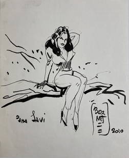 Jordi Bernet: Drawing on paper, 7 1/2 x 9 in, Jordi Bernet Cussó signed (born 14 June 1944) is a Spanish comics artist, best known for the gangster comics series Torpedo and for American weird western comic book