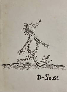 Dr. Seuss: Drawing Ink/Pencil on Paper 7 1/2 x 5 3/8 In. March 2, 1904 Â– September 24, 1991) was an American children's author, political cartoonist, illustrator, poet, animator, screenwriter, and filmmaker.