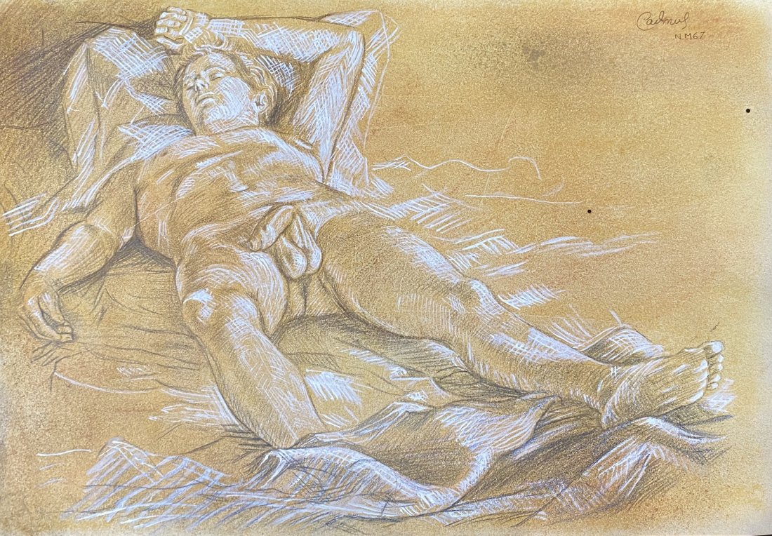 Paul Cadmus signed: Drawing on paper 12x8 in. Sell as attributed or manner of the artist Paul Cadmus (December 17, 1904 – December 12, 1999) was an American artist widely known for his egg tempera paintings of gritty s