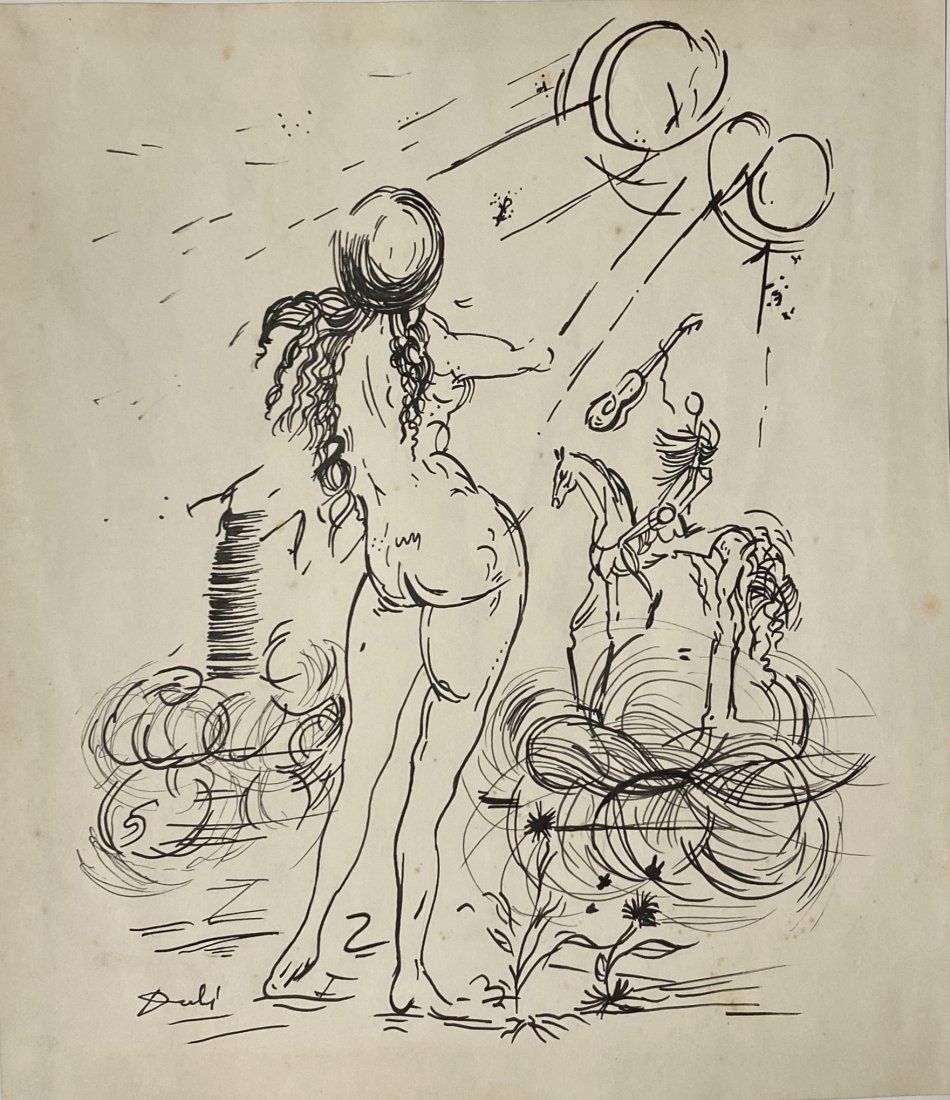 Salvador Dali signed: Drawing on paper, 9x8 in. Sell as attributed or manner of the artist Salvador Domingo Felipe Jacinto Dalí i Domènech, 1st Marquess of Dalí de Púbol May 1904 – 23 January 1989) was a Spanish Surr