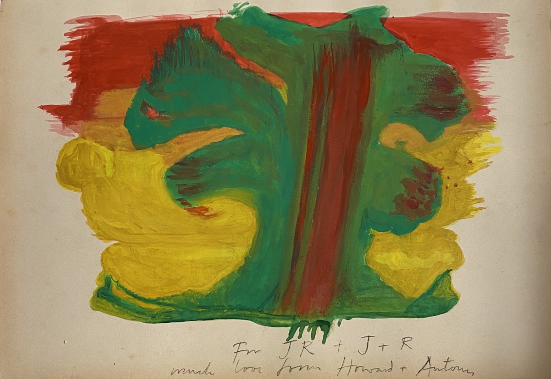Howard Hodgkin: Drawing on paper, 12 x 8 1/4 in. Attributed to Sir Gordon Howard Eliott Hodgkin CH CBE (6 August 1932 – 9 March 2017) was a British painter and printmaker. His work is most often associated with abs