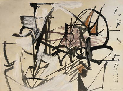 Franz Kline: Mix media on paper, 10 1/2 x 8 in. Attributed or manner of the artist, Franz Kline (May 23, 1910 – May 13, 1962) was an American painter. He is associated with the Abstract Expressionist movement