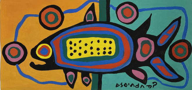 Norval Morrisseau: Watercolor/Ink on Paper. Norval Morrisseau, CM (March 14, 1932 Â– December 4, 2007) also known as Copper Thunderbird, was an Indigenous Canadian artist from the Bingwi Neyaashi Anishinaabek First