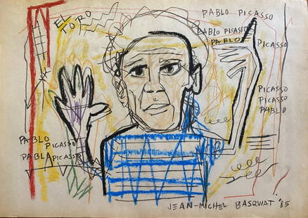 Jean-Michel Basquiat signed: Drawing on paper 11 1/2 x 8 1/2 in. Attributed or manner of the artist Jean-Michel Basquiat (December 22, 1960 Â– August 12, 1988) was an American artist of Haitian and Puerto Rican descent.