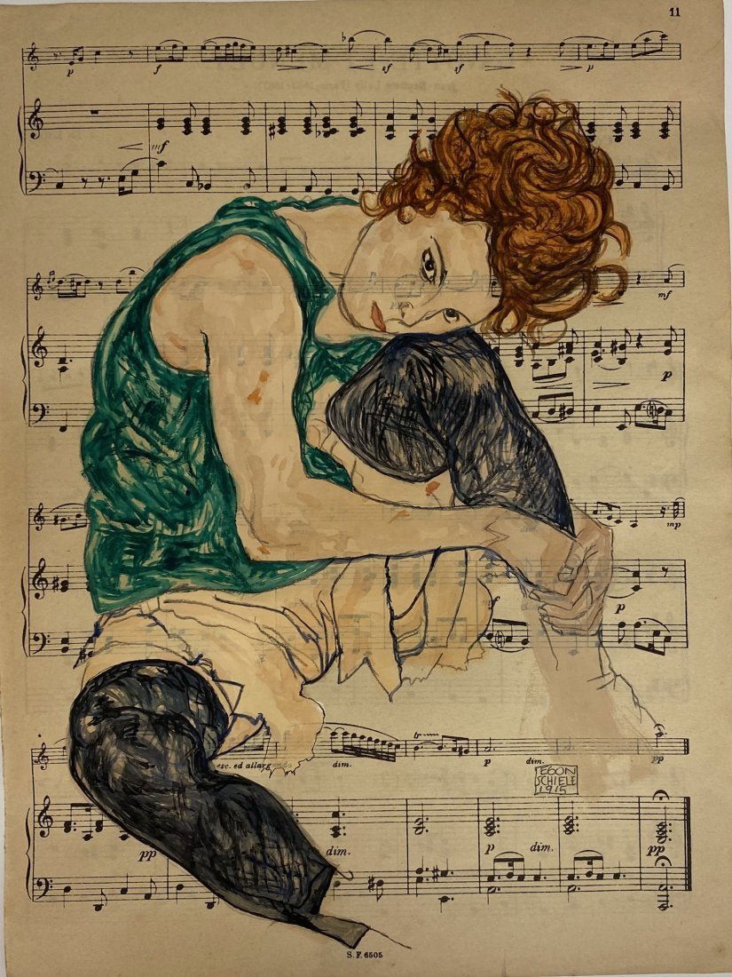 Egon Schiele signed: Drawing on paper 12x9 in. Attributed or manner of the artist Egon Schiele (12 June 1890 Â– 31 October 1918) was an Austrian painter. A protÃ©gÃ© of Gustav Klimt, Schiele was a major figurative