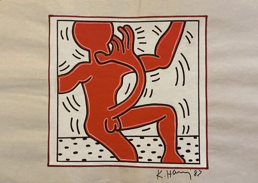 Keith Haring: Mix media on paper 11 1/2 x 8 in. Attributed or manner of the artist Keith Allen Haring (May 4, 1958 – February 16, 1990) was an American artist whose pop art and graffiti-like work grew out of the