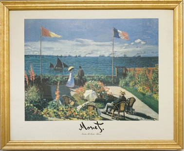 Claude Monet: Print/Litho, framed 19 1/2 x 15 1/2 in. Oscar-Claude Monet (14 November 1840 – 5 December 1926) was a French painter, a founder of French Impressionist painting and the most consistent and prolific