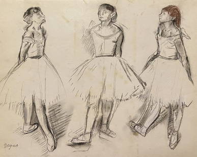 Edgar Degas signed: Drawing on paper 10 1/4 x 8 1/4 in. Attributed or manner of the artist Edgar Degas (born 19 July 1834 – 27 September 1917) was a French Impressionist artist famous for his pastel drawings and oil