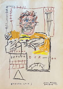 Jean-Michel Basquiat signed: Drawing on paper 11 1/2 x 8 1/2 in. Attributed or manner of the artist Jean-Michel Basquiat (December 22, 1960 Â– August 12, 1988) was an American artist of Haitian and Puerto Rican descent.