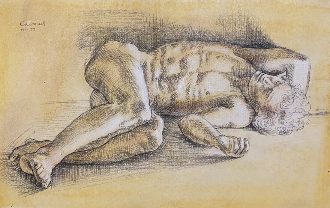Paul Cadmus: Drawing on paper 11x7 in. Paul Cadmus (December 17, 1904 – December 12, 1999) was an American artist widely known for his egg tempera paintings of gritty social interactions in urban settings. He al