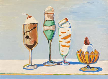 Wayne Thiebaud signed: Oil/Mix media on paper 11 1/4 x 8 1/4 in. Attributed or manner of the artist, Wayne Thiebaud (born November 15, 1920) is an American painter known for his colorful works depicting commonplace objects�