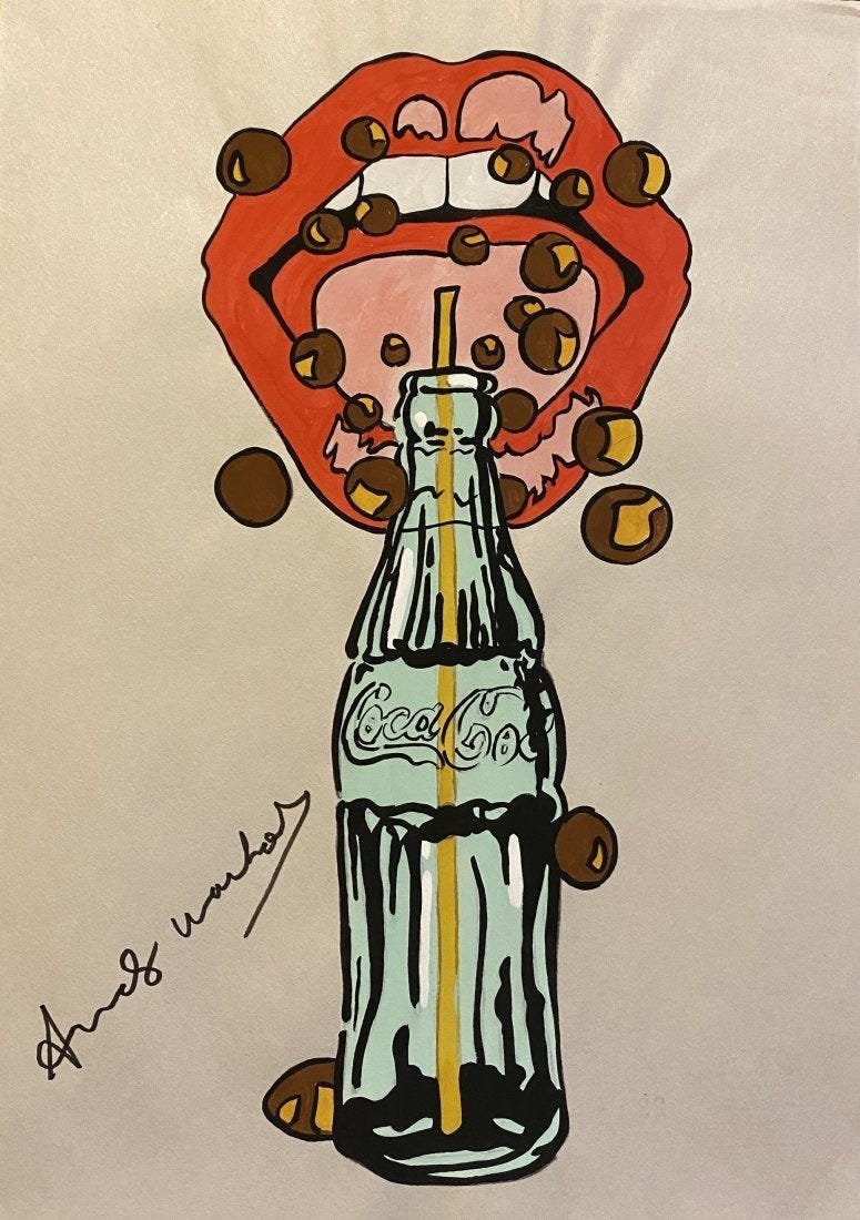 Andy Warhol signed: Mix media on paper 12 x 8 1/2 in. Attributed or manner of the artist Andy Warhol (born Andrew Warhola; August 6, 1928 Â– February 22, 1987) was an American artist, film director, and producer who w