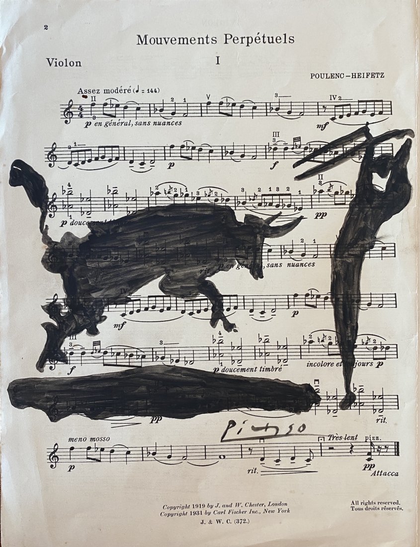 Pablo Picasso signed: Gouache on paper 12 x 9 in. Attributed or manner of Pablo Diego José Francisco de Paula Juan Nepomuceno María de los Remedios Cipriano de la Santísima Trinidad Ruiz y Picasso[a] (25 October 1881 ��