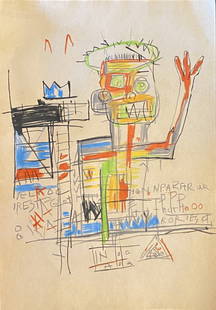 Jean-Michel Basquiat (manner of): Drawing on paper 11 1/2 x 8 in. manner of the artist Jean-Michel Basquiat (December 22, 1960 Â– August 12, 1988) was an American artist of Haitian and Puerto Rican descent. Basquiat first