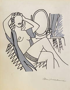 Tom Wesselmann: Drawing on Paper 10 x 8 in, manner of the artist, Wesselmann was born at Cincinnati. From 1949 to 1951 he attended college in Ohio; first at Hiram College, and then transferred to major in Psychology