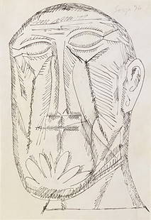 Francis Newton Souza: Drawing on paper 10 x 7 in, manner of Francis Newton Souza was born to Roman Catholic parents of Goan origin in the village of Saligao, Goa. In 1929, after he had moved to Mumbai with his widowed