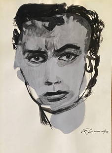 Marlene Dumas: Drawing on paper, 10 1/2 x 7 1/2 in, manner of Marlene Dumas (born 1953) is a contemporary South African artist and painter currently based in the Netherlands. Dumas was born in 1953 in Cape Town,