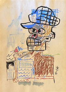 Jean-Michel Basquiat (manner of): Drawing on paper 11 x 8 in. manner of the artist Jean-Michel Basquiat (December 22, 1960 Â– August 12, 1988) was an American artist of Haitian and Puerto Rican descent. Basquiat first achieved