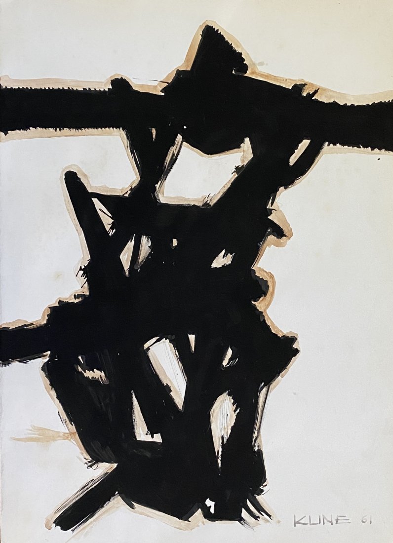 Franz Kline: Mix media on paper, 11 x 8 in, manner of the artist Franz Kline (May 23, 1910 Â– May 13, 1962) was an American painter. He is associated with the Abstract Expressionist movement of the 1940s and 19