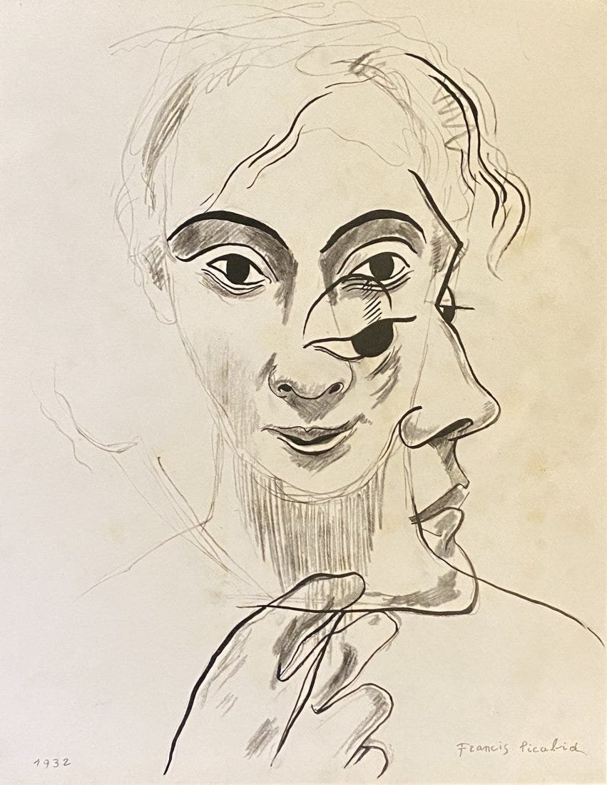 Francis Picabia: Drawing on paper, 12 x 9 in, manner of the artist Francis Picabia (22 January 1879 Â– 30 November 1953) was a French avant-garde painter, poet and typographist. After experimenting with Impressioni