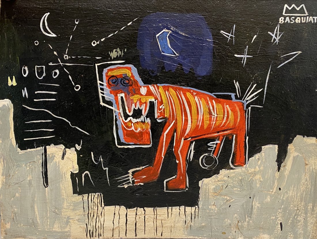 Jean-Michel Basquiat (manner of): Oil on board 16 x 12 in, manner of Jean-Michel Basquiat (December 22, 1960 Â– August 12, 1988) was an American artist of Haitian and Puerto Rican descent. Basquiat first achieved fame as part of SA
