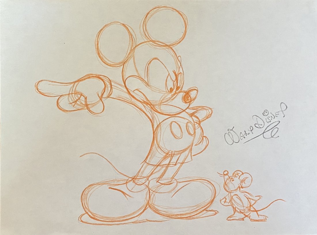Walt Disney: Drawing on paper 10 x 7 1/2 in, manner of Walter Elias Disney (December 5, 1901 – December 15, 1966) was an American entrepreneur, animator, writer, voice actor and film producer. A pioneer of the A