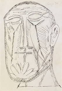 Francis Newton Souza: Drawing on paper 10 x 7 in, manner of Francis Newton Souza was born to Roman Catholic parents of Goan origin in the village of Saligao, Goa. In 1929, after he had moved to Mumbai with his widowed