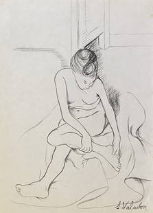 Suzanne Valadon: Drawing on paper, 10 1/2 x 8 in, manner of Suzanne Valadon (23 September 1865 – 7 April 1938) was a French painter and artists' model who was born Marie-Clémentine Valadon at