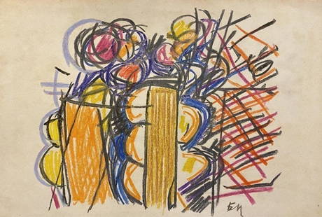 Edo Murtic: Drawing mix media on Paper 10 x 8 in. 7 1/2 x 11 in, manner of Edo Murtic (1921 - 2004) was active/lived in Former Yugoslavia, Croatia. Edo Murtic is known for Painting.The Croatian painter Edo