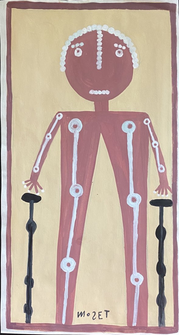 Mose Tolliver: Painting on paper 12 1/4 x 6 3/4 in, manner of the artist, Moses Ernest Tolliver (July 4, 1918-20 Â– October 30, 2006) was an American artist. He was known as "Mose T", after the signature on his p