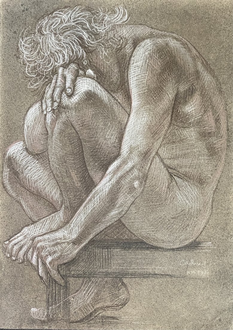 Paul Cadmus: Drawing on paper, 10 3/4 x 7 3/4 in, manner of the artist Paul Cadmus (December 17, 1904 Â– December 12, 1999) was an American artist widely known for his egg tempera paintings of gritty social int
