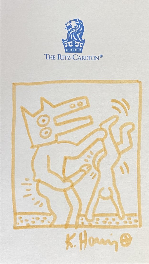 Keith Haring (manner of): Drawing on paper 7 1/2 x 4 1/2 in , manner of the artist Keith Allen Haring (May 4, 1958 Â– February 16, 1990) was an American artist whose pop art and graffiti-like work grew out of the New York C