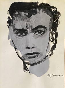 Marlene Dumas: Drawing on paper, 10 1/2 x 7 1/2 in, manner of Marlene Dumas (born 1953) is a contemporary South African artist and painter currently based in the Netherlands. Dumas was born in 1953 in Cape Town, Sou